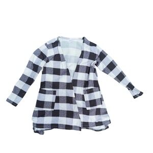 LuLaRoe Duster Cardigan Buffalo Plaid‎ Open Front Pockets Cozy Layering L